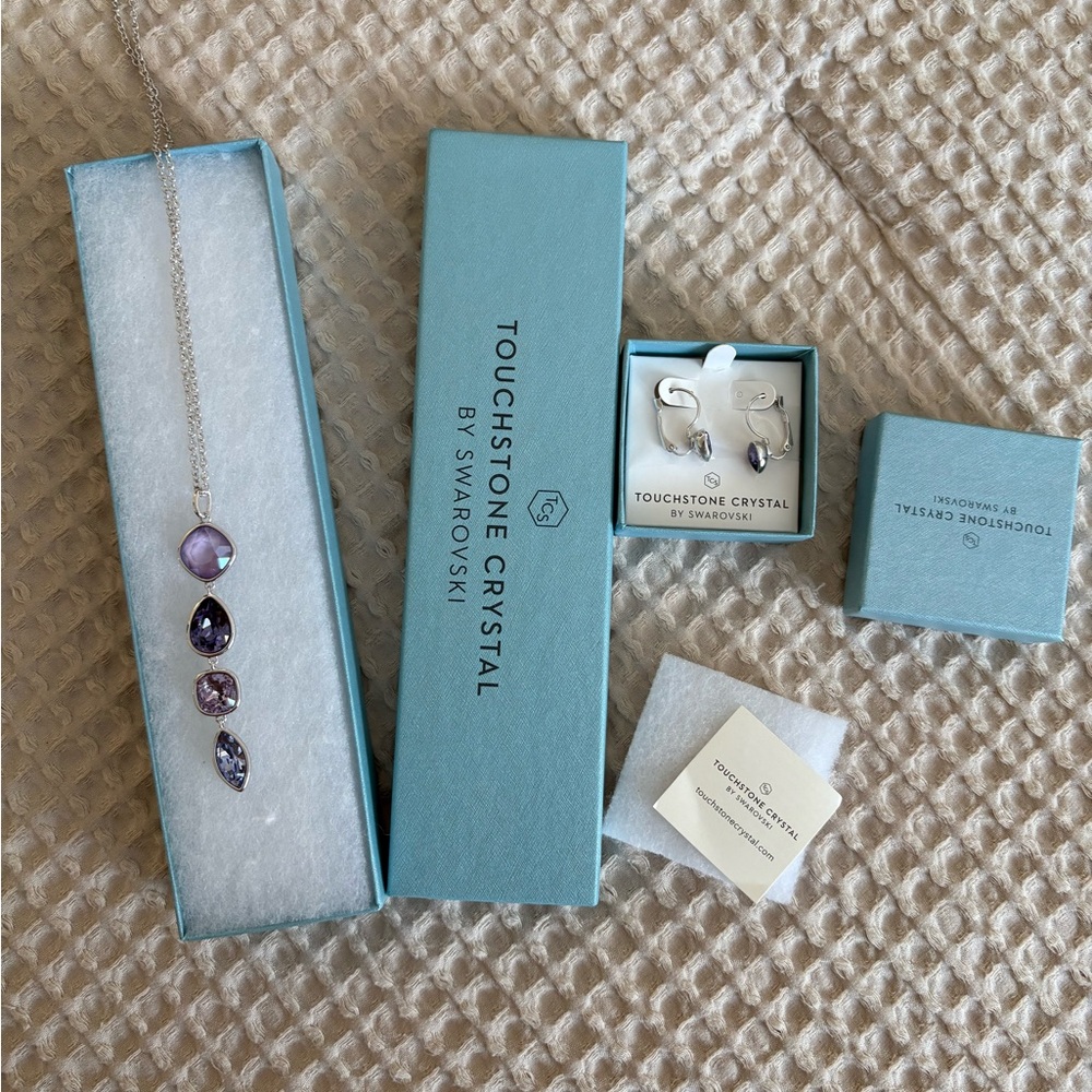 Touchstone Crystal Lavender and Silver Necklace Set
